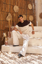 Retro Knit Tee - Walnut & Cream