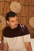 Retro Knit Tee - Walnut & Cream