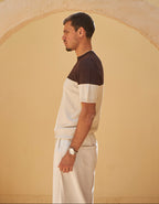 Retro Knit Tee - Walnut & Cream