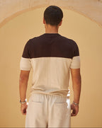 Retro Knit Tee - Walnut & Cream
