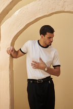 Classic Ringer Tee - Ivory & Midnight Black
