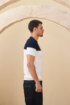 Retro Knit Tee - Navy & Ivory