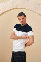 Retro Knit Tee - Navy & Ivory