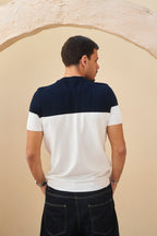 Retro Knit Tee - Navy & Ivory