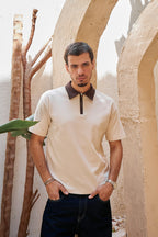 Heritage Zip Polo - Beige/Brown