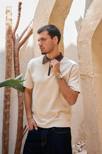 Heritage Zip Polo - Beige/Brown