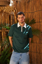 Heritage Zip Polo - Emerald Green/Ivory