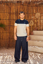 Retro Knit Tee - Navy & Ivory