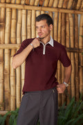 Heritage Zip Polo - Wine/Ivory
