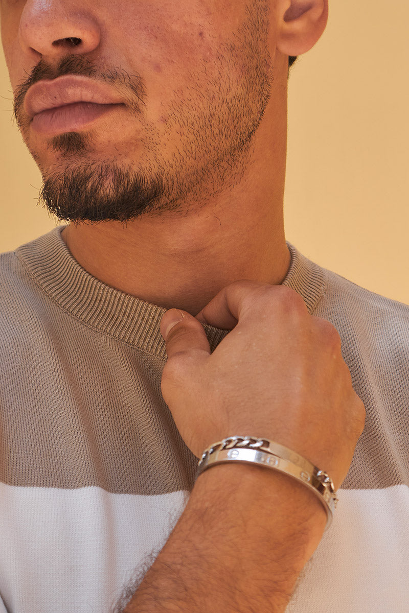 Retro Knit Tee - Beige & Ivory