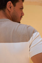 Retro Knit Tee - Beige & Ivory