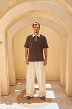 Heritage Zip Polo - Brown/Ivory