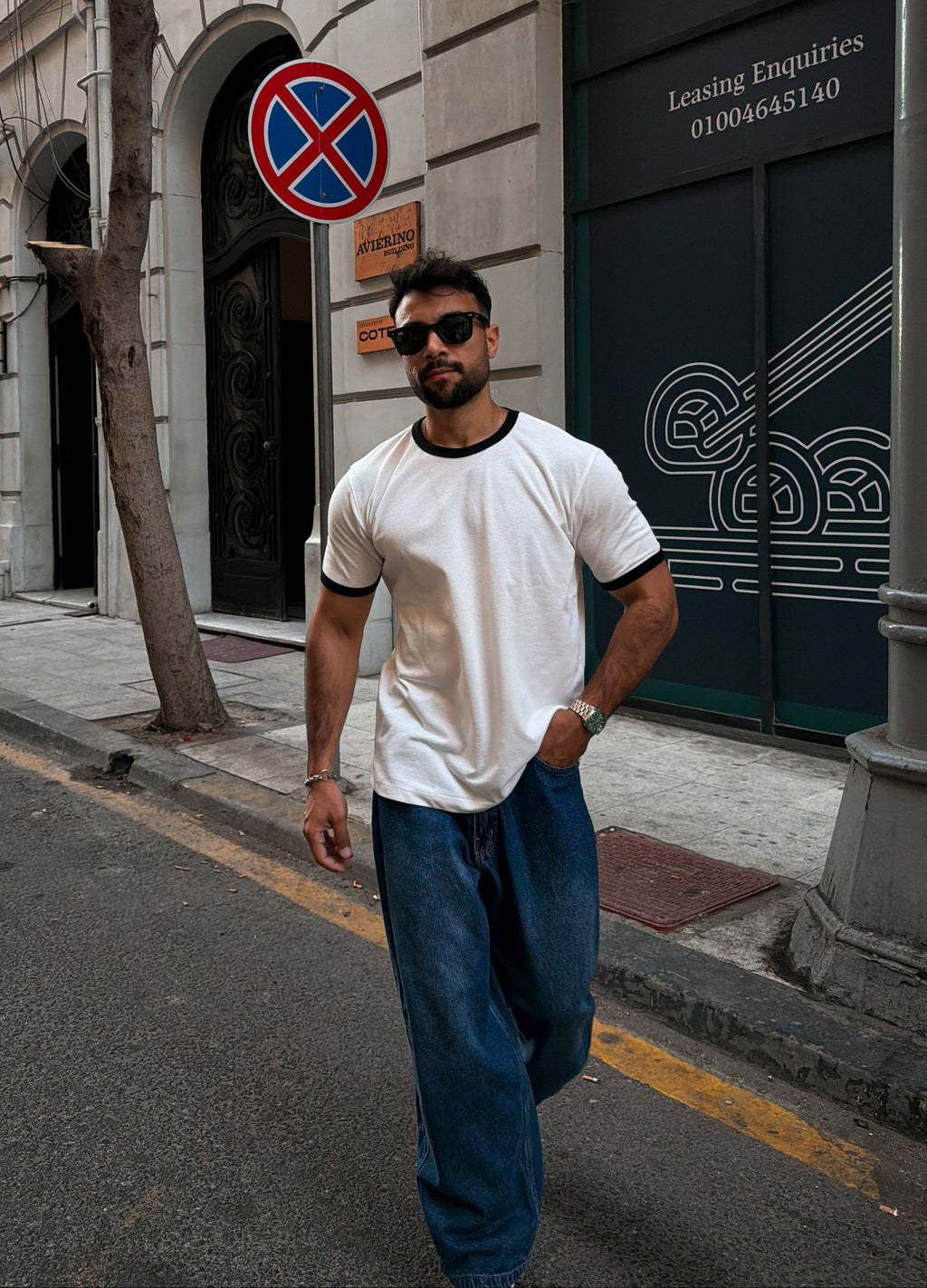 Ringer Tee - Ivory & Midnight Black