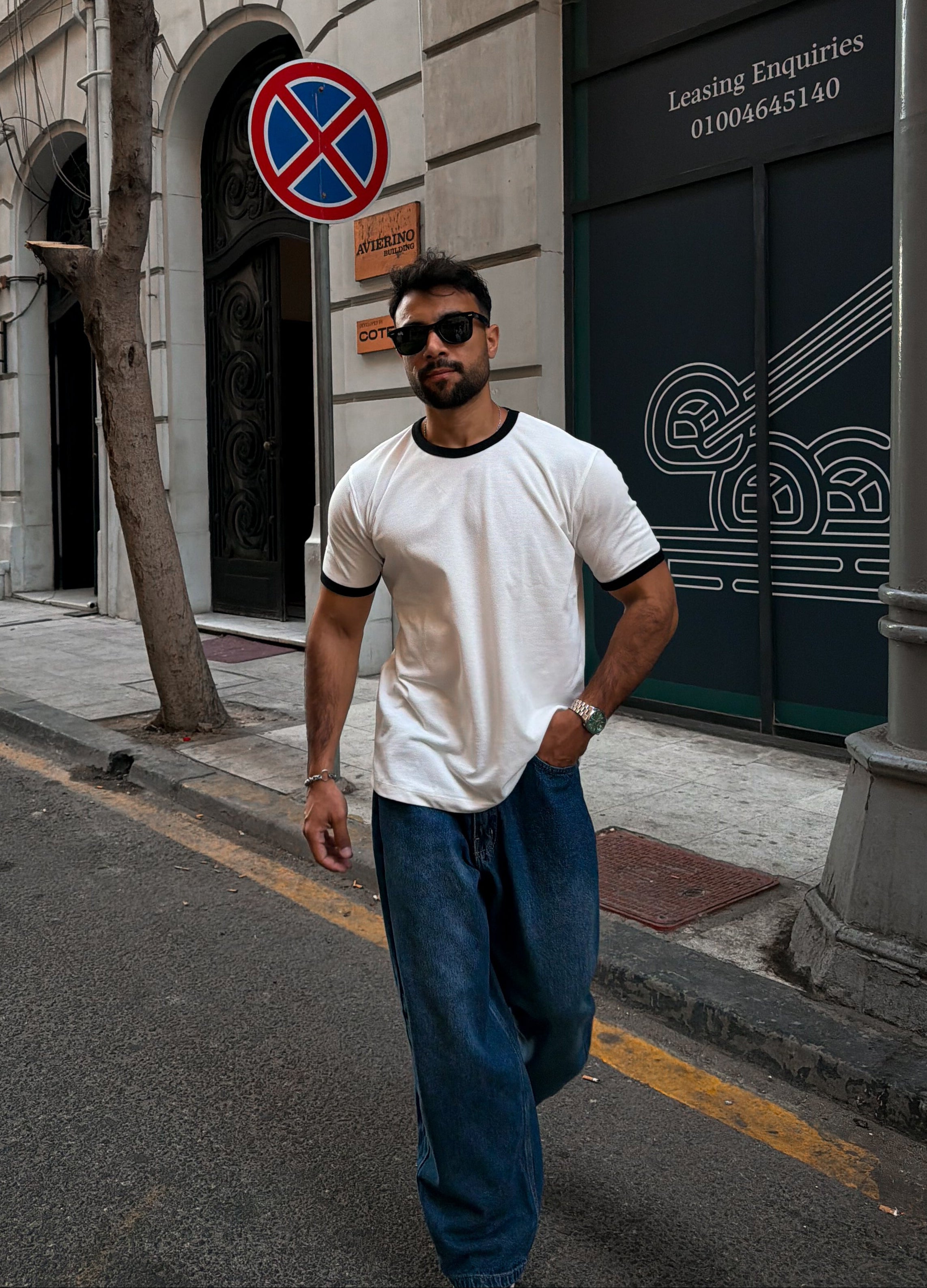 Ringer Tee - Ivory & Midnight Black