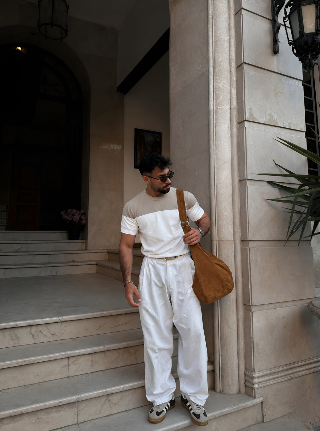 Retro Knit Tee - Beige & Ivory