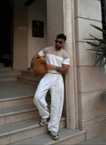 Retro Knit Tee - Beige & Ivory
