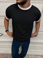 Ringer Tee - Midnight Black & Ivory