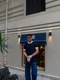 Ringer Tee - Midnight Black & Ivory
